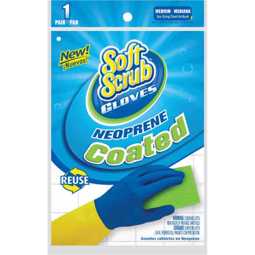 Soft Scrub Medium Neoprene Coated Latex Rubber Glove