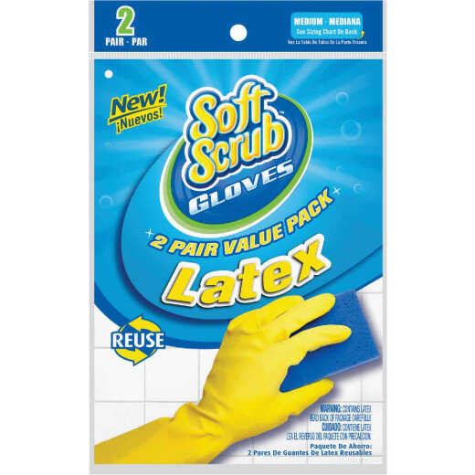 Soft Scrub Medium Latex Rubber Glove (2-Pack)